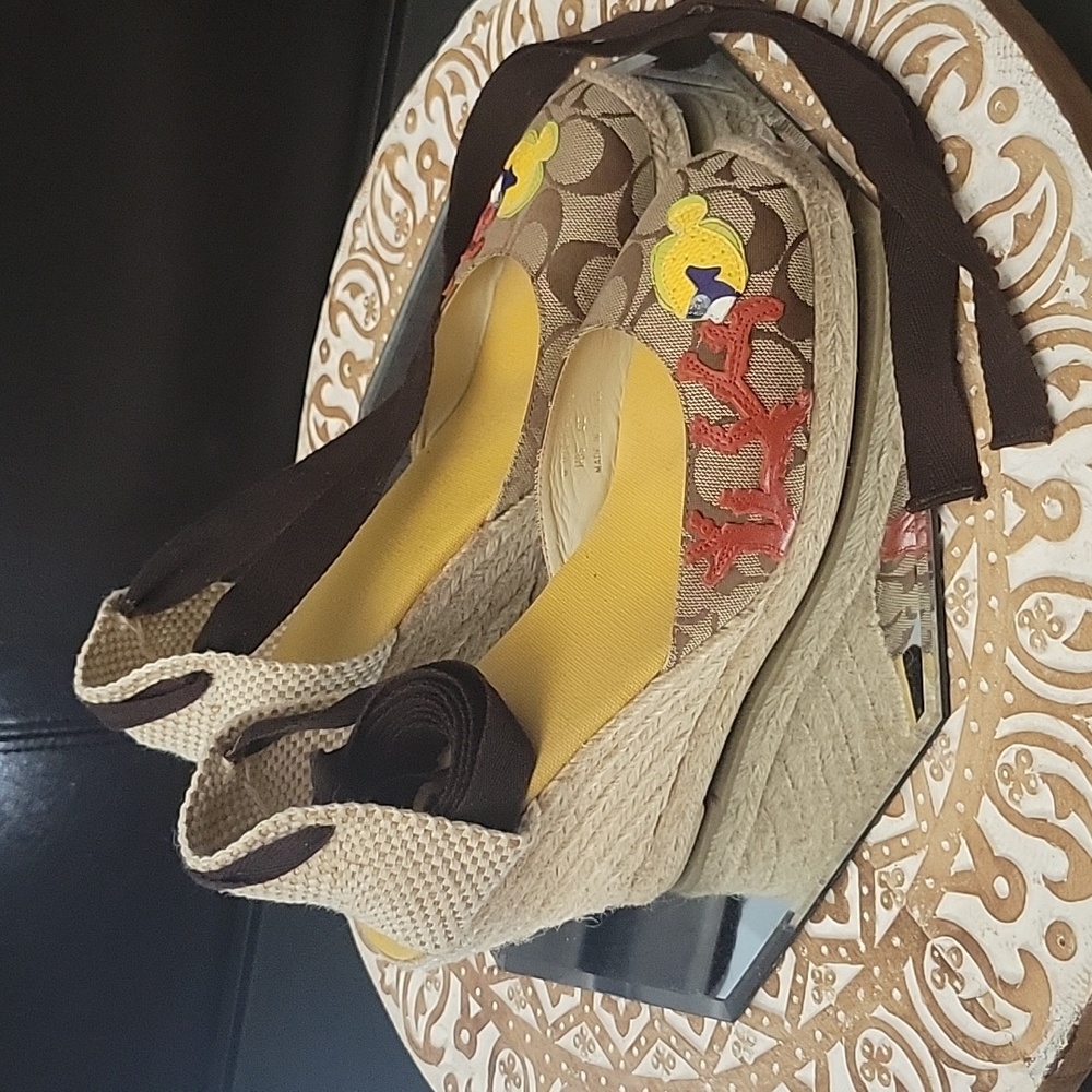 Coach| Martina Fish Wedge Ankle tie Espadrille Size 9 - Picture 2 of 6